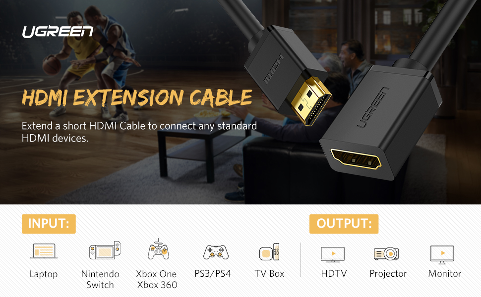 Ugreen HDMI 2.0 Cable Male To Female 1 Meter
