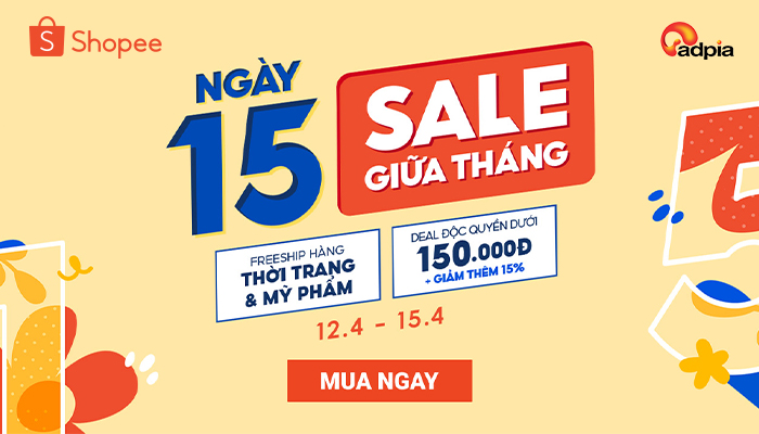 [SHOPEE]  Ngày 15 sale giữa tháng - Freeship mọi đơn thời trang & mỹ phẩm