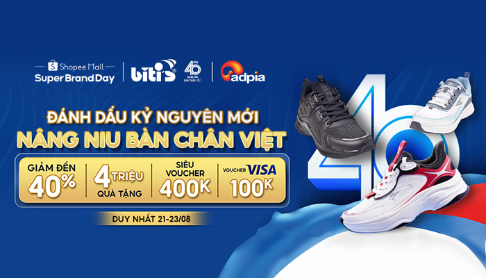 [SHOPEE]  Super Brand Day Biti's: Đánh dấu kỷ nguyên mới - Nâng niu bàn chân Việt