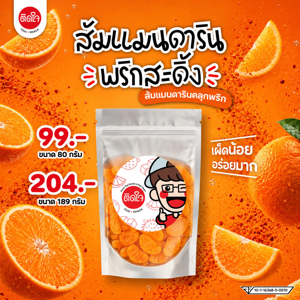 TidjaiThaiSnack ส้มแมนดารินคลุกพริก 80g.