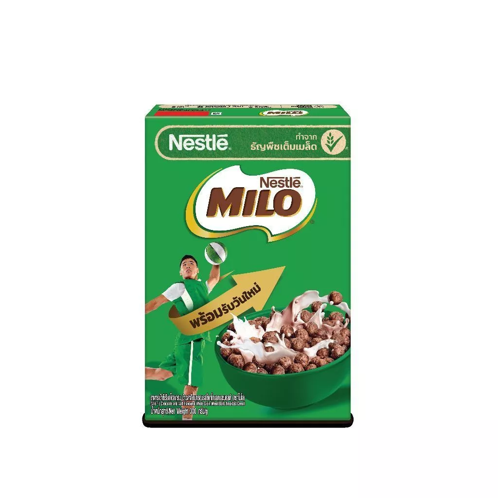 MILO CEREAL ไมโล ซีเรียล อาหารเช้า ซีเรียล โฮลเกรน ข้าวสาลีอบกรอบรสช็อกโกแลตและมอลต์ 300 กรัม