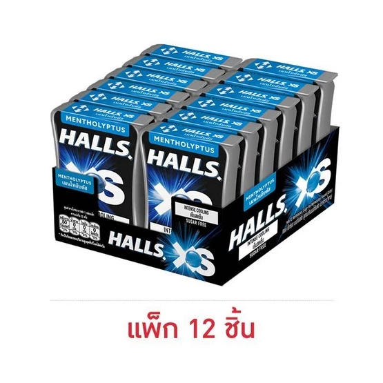 ฮอลล์ เอ็กซ์เอส เมนโทลิปตัส ลูกอมชูการ์ฟรี 12 กรัม (แพ็ก 12 ชิ้น)