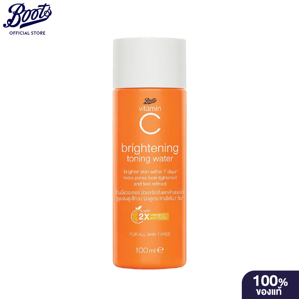 Boots Vitamin C Brightening Toning Water 100Ml บู๊ทส์ วิตามิน ซี ไบรท์เทนนิ่ง โทนเนอร์ วอเตอร์ 100มล.