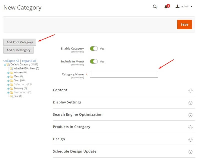 add a Root Category