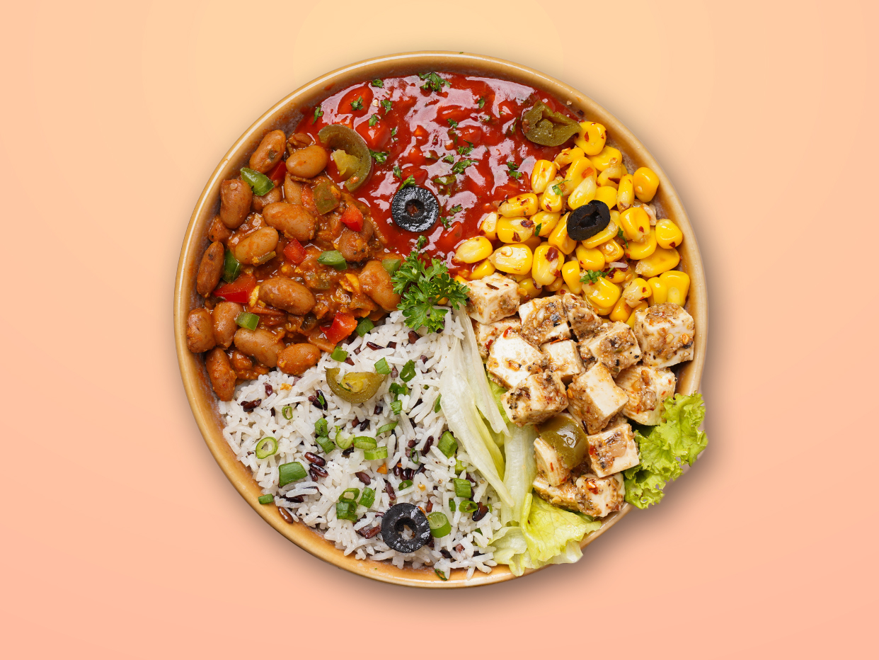 Pro paneer mexican burrito bowl