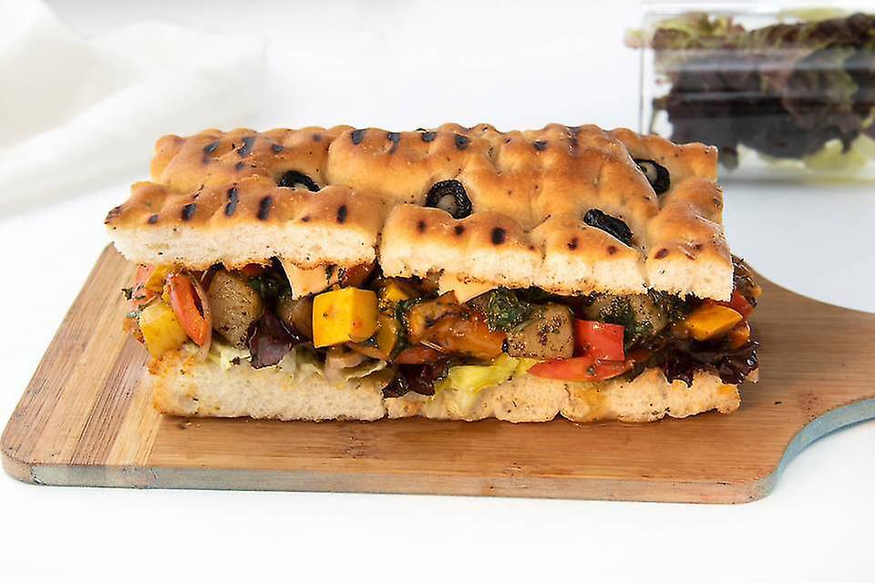 Grilled Mediterranean Veg Focaccia - High Protein