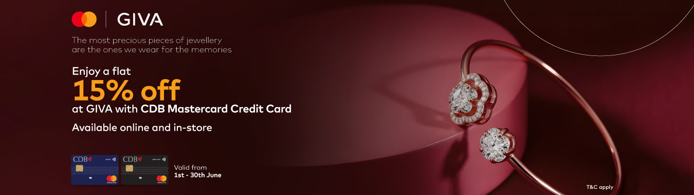 Enjoy a flat 15% off at GIVA with CDB Mastercard Credit Cards