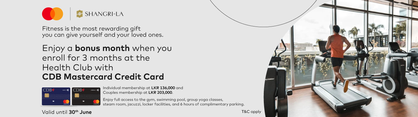 Enjoy a bonus monthwhen you enroll for 3 months at the Health Club with CDB Masterard Credit Cards