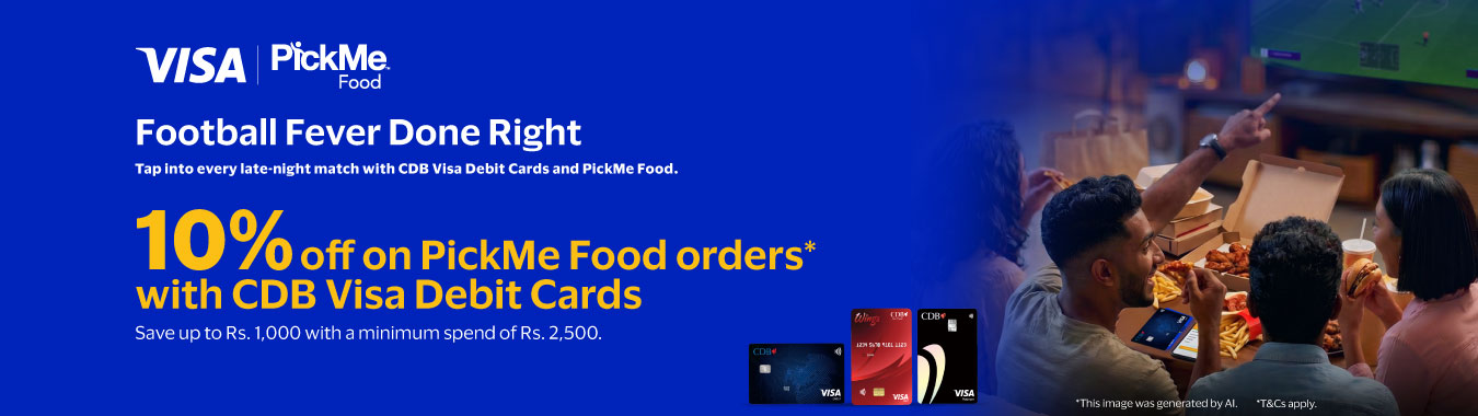 Enjoy 10% OFF on PickMe Food orders with CDB Visa Debit Cards