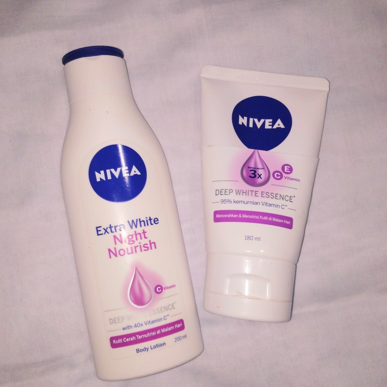 review nivea extra white body serum night nourish