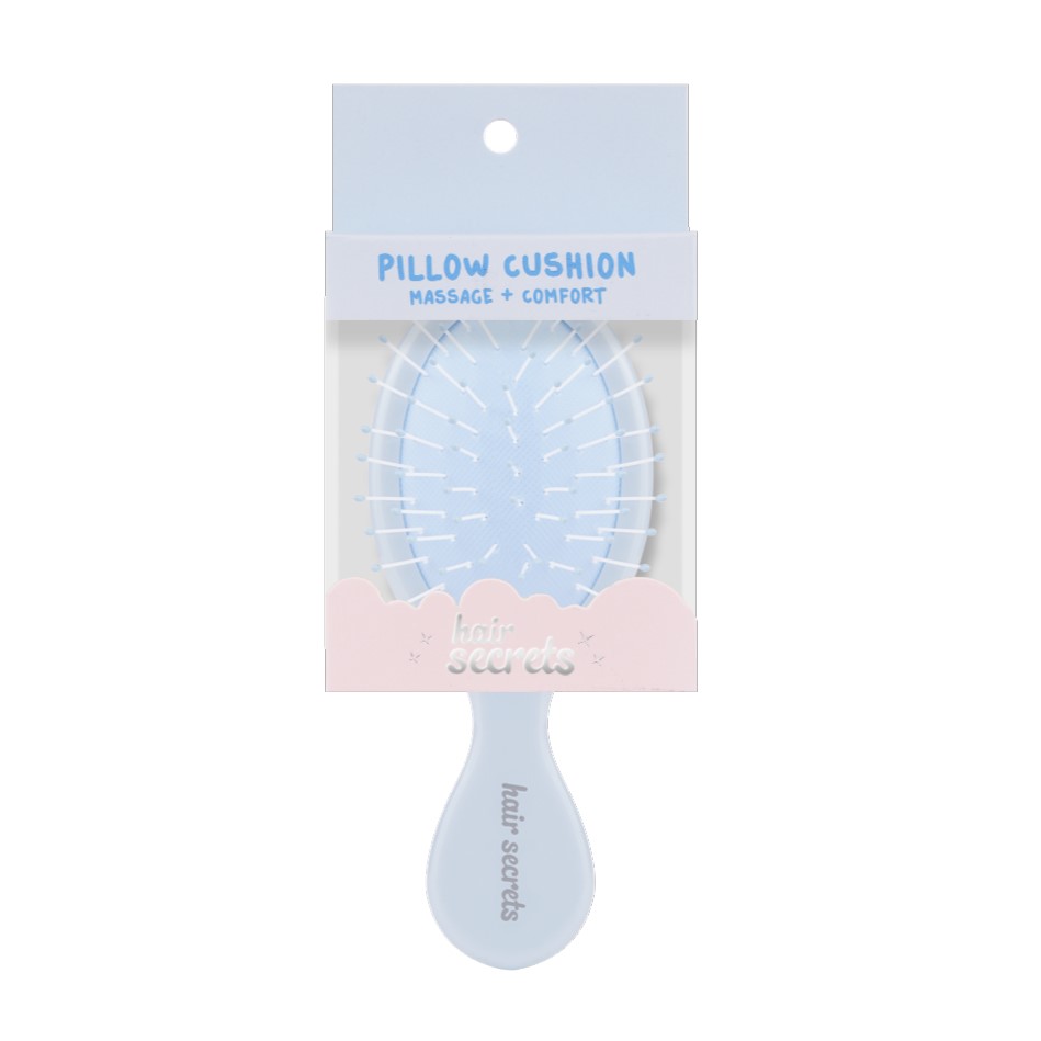 Hair Secrets Mini Pillow Cushion Hair Brush Blue