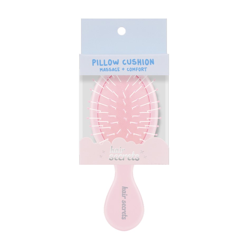 Hair Secrets Mini Pillow Cushion Hair Brush Pink