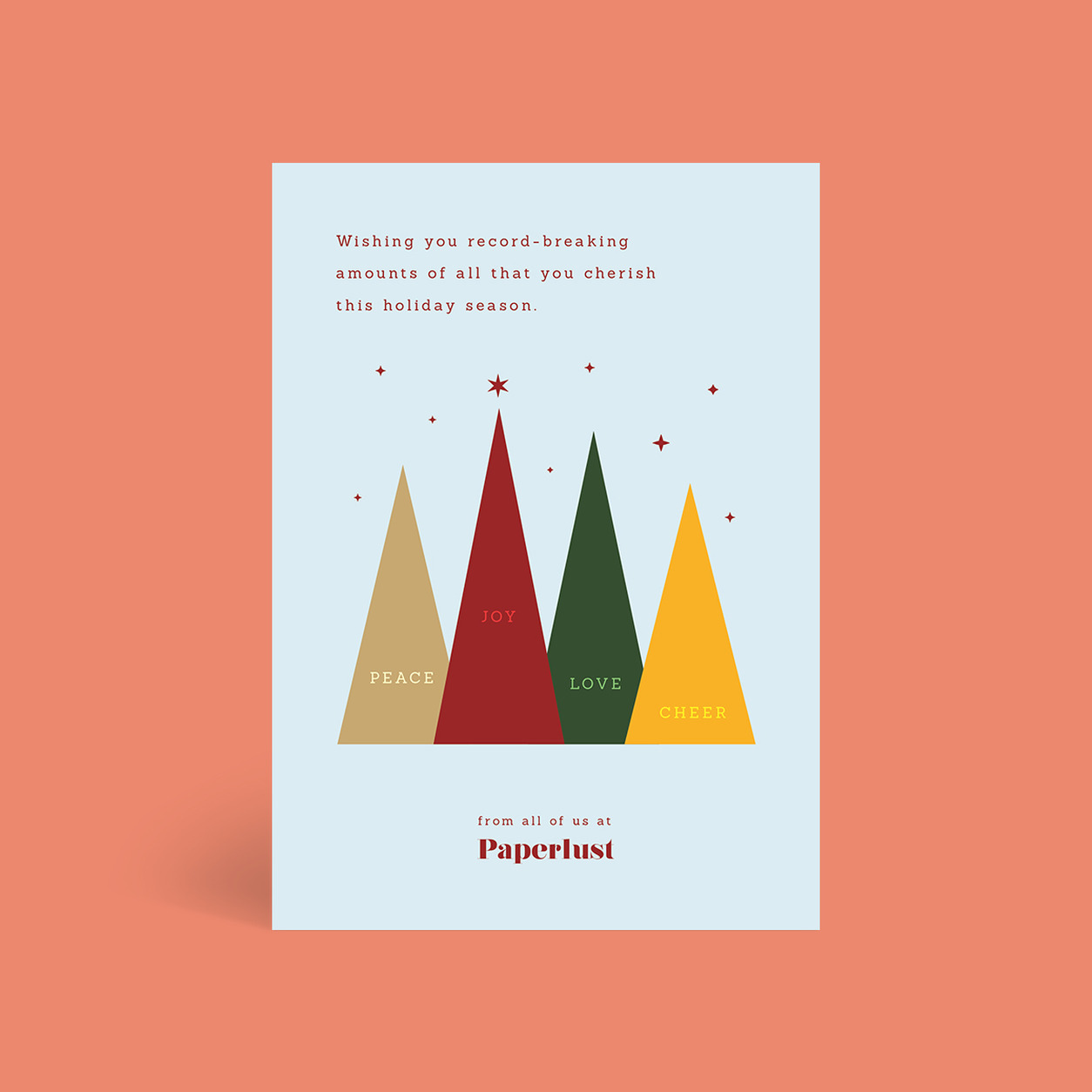 Pyramids of Joy corporate Christmas card flat design tile, folded A6, 300gsm matte, full colour outside