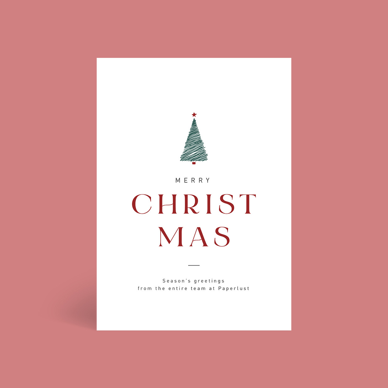 Lil Christmas Tree corporate Christmas card flat design tile, folded A6, 300gsm matte, full colour outside