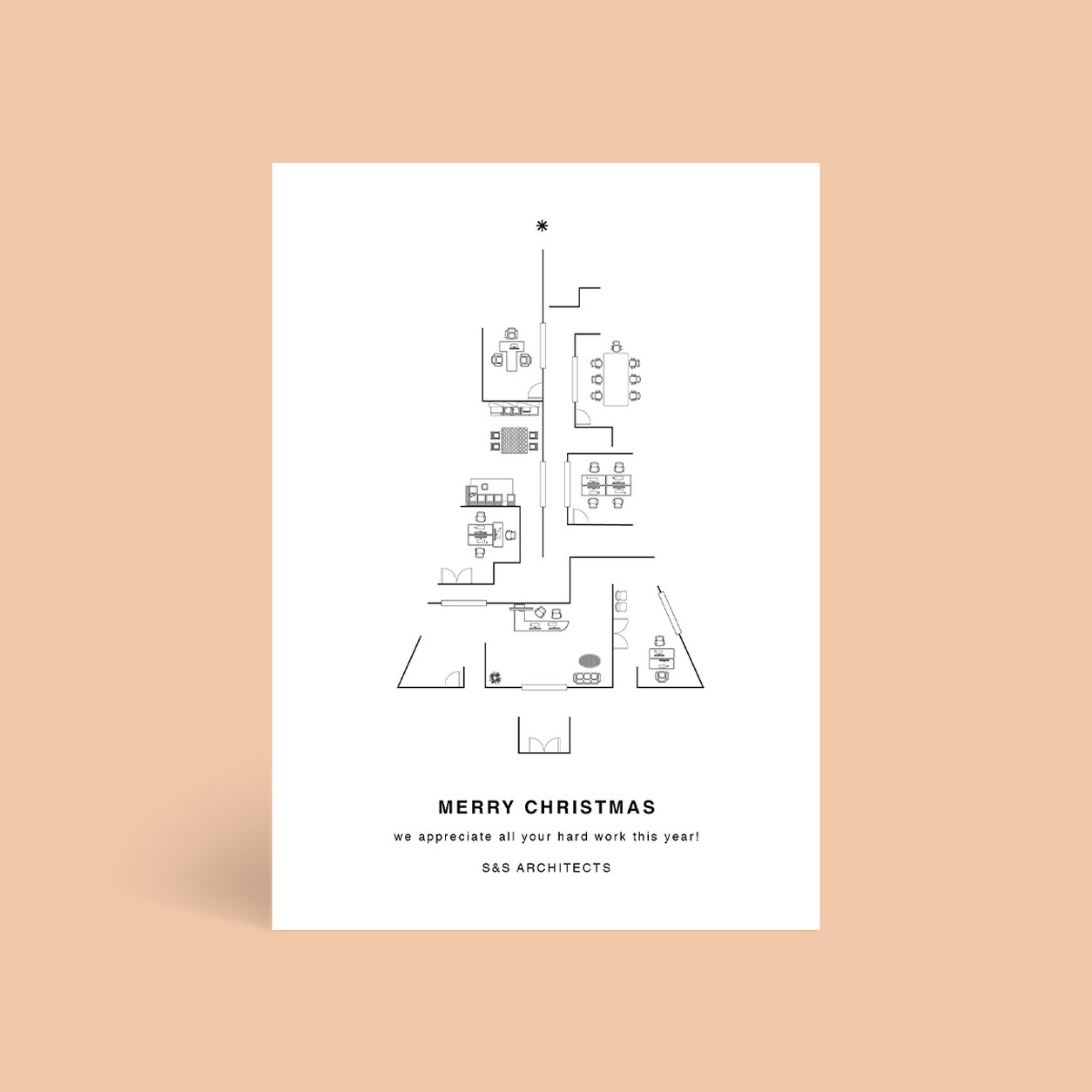 Christmas Plan corporate Christmas card flat design tile, folded A6, 300gsm matte, full colour outside