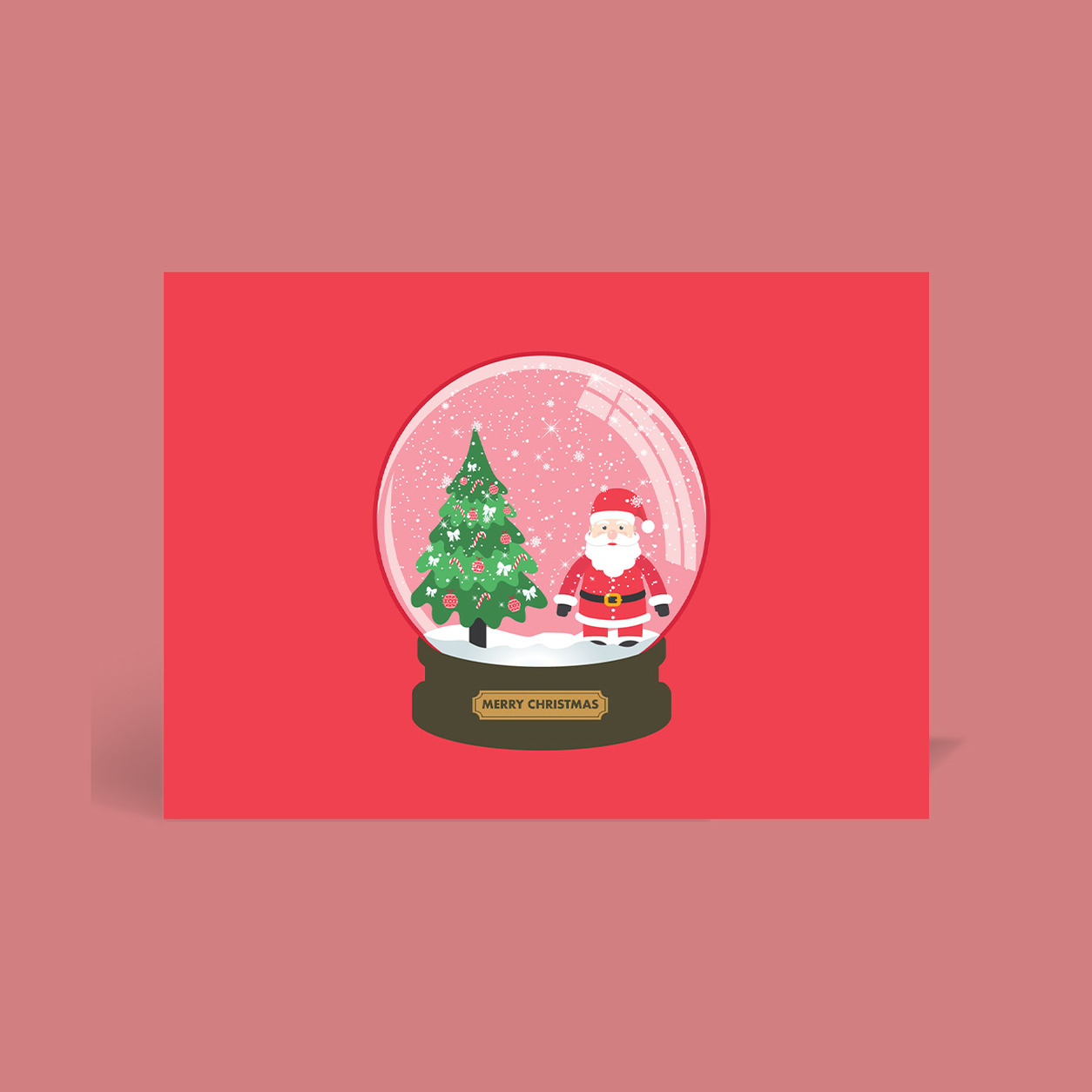 Let It Snow corporate Christmas card flat design tile, folded A6, 300gsm matte, full colour outside