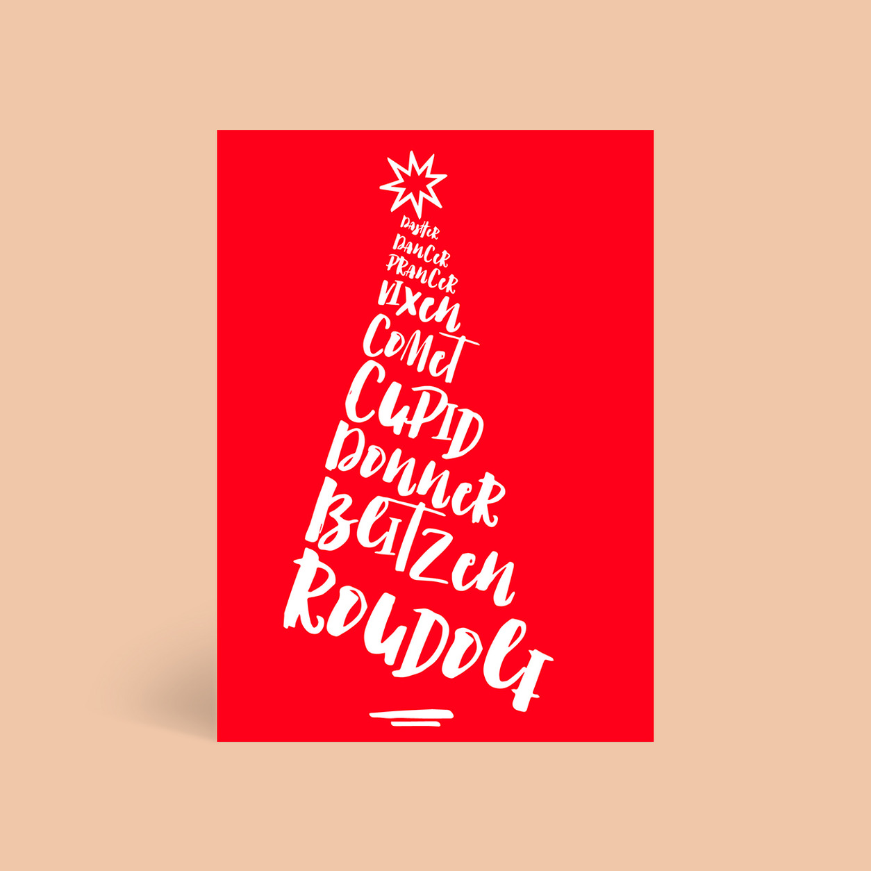 The Deers Tree corporate Christmas card flat design tile, folded A6, 300gsm matte, full colour outside