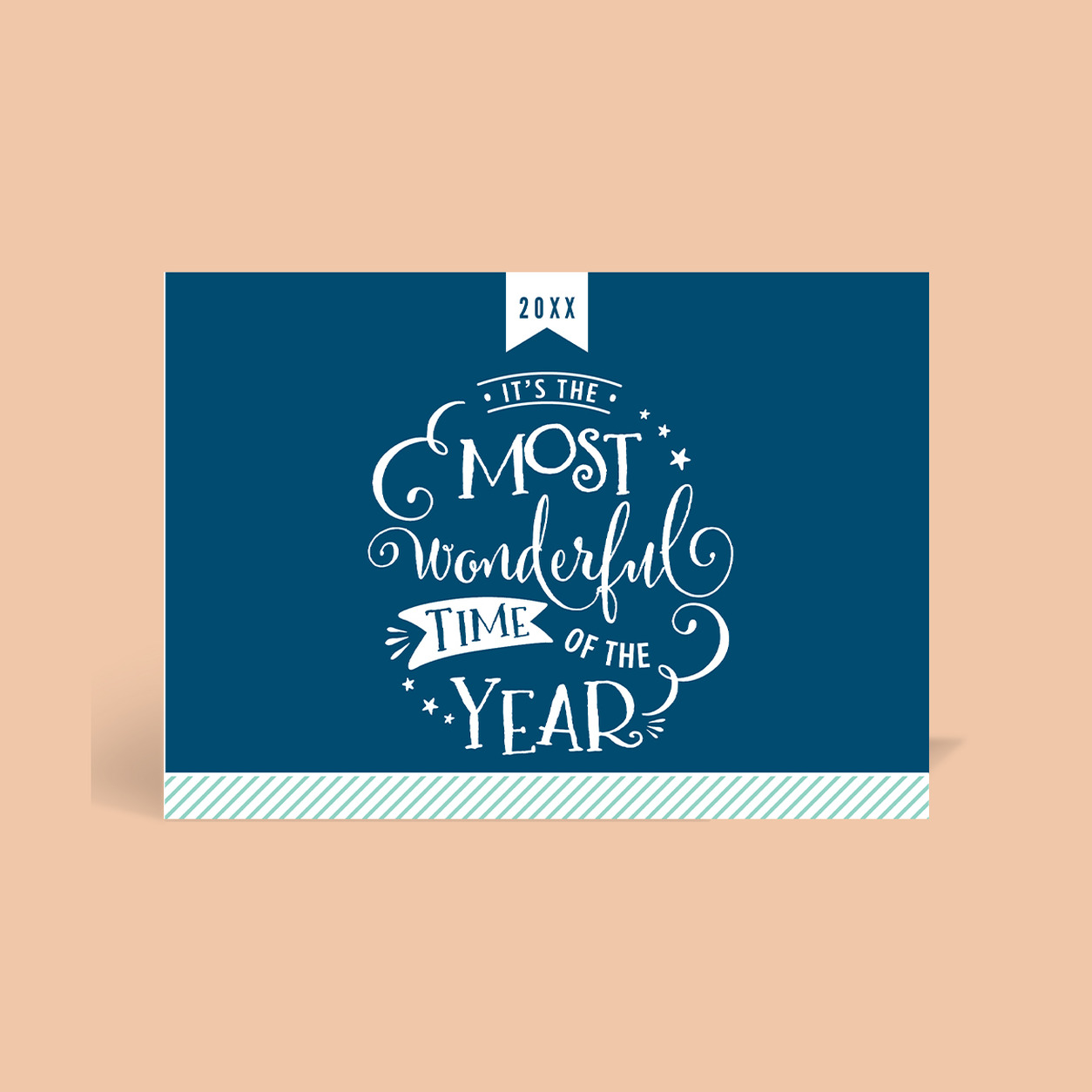 The Most Wonderful Time of the Year corporate Christmas card flat design tile, folded A6, 300gsm matte, full colour outside