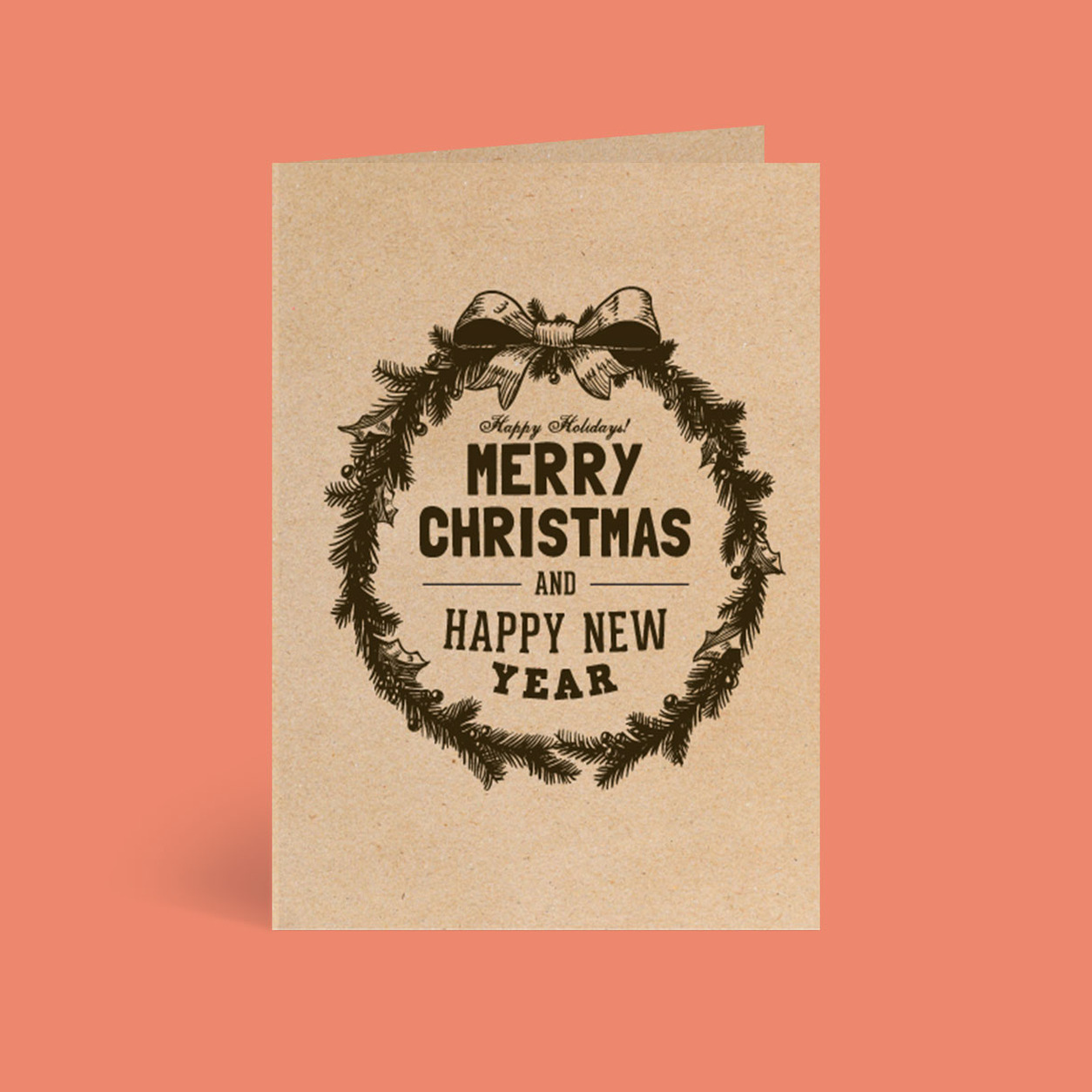 Vintage Christmas corporate Christmas card flat design tile, folded A6, 300gsm matte, full colour outside
