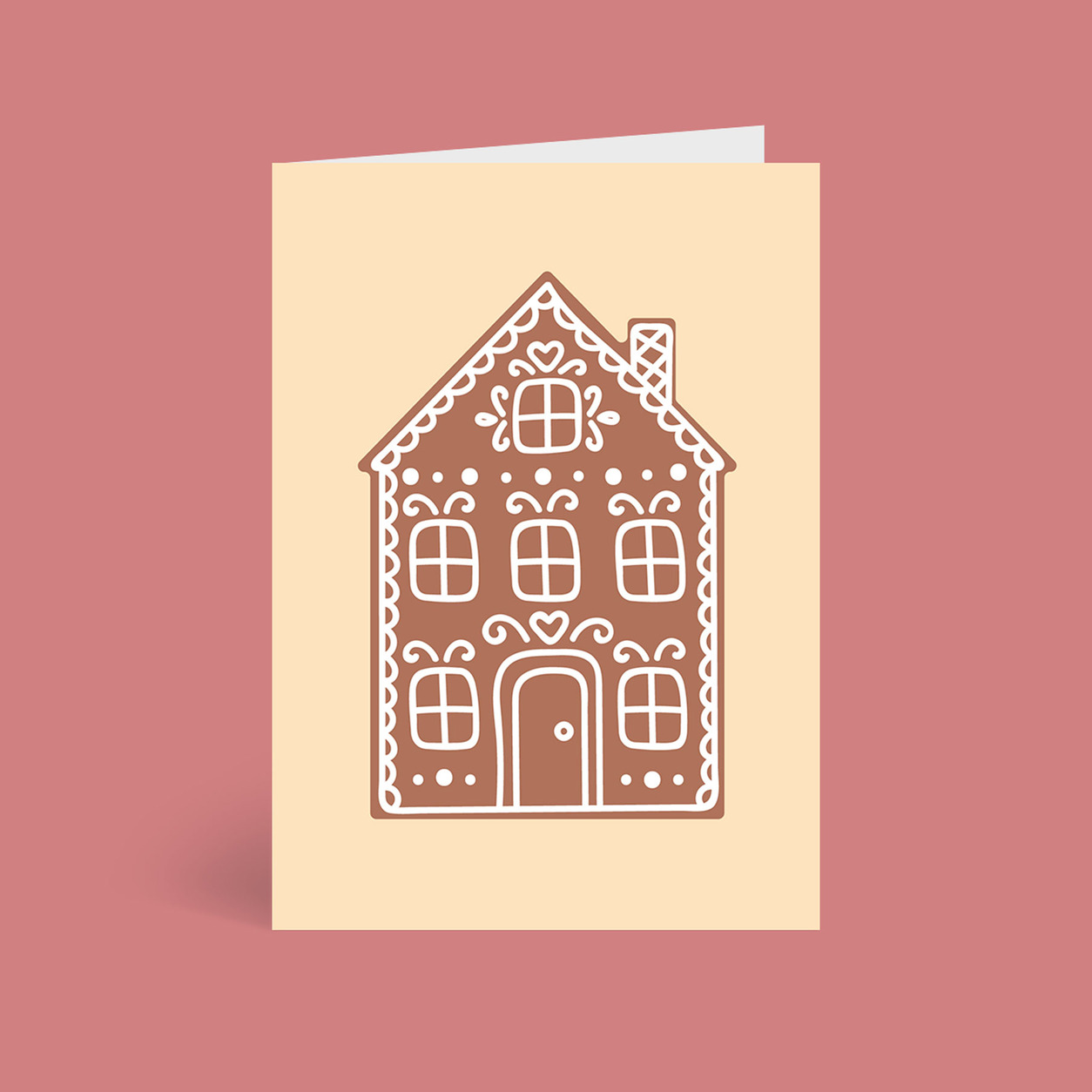 Gingerbread Cookies Type 3 corporate Christmas card flat design tile, folded A6, 300gsm matte, full colour outside