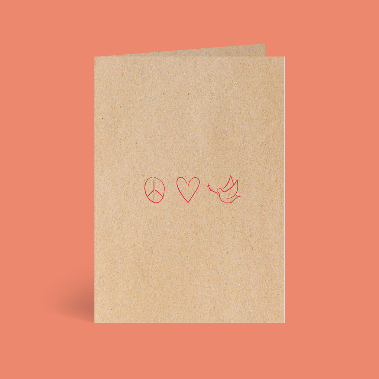 Peace Love and Hope corporate Christmas card flat design tile, folded A6, 300gsm matte, full colour outside