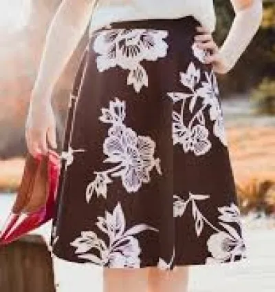 Black midi skirt with white flowers