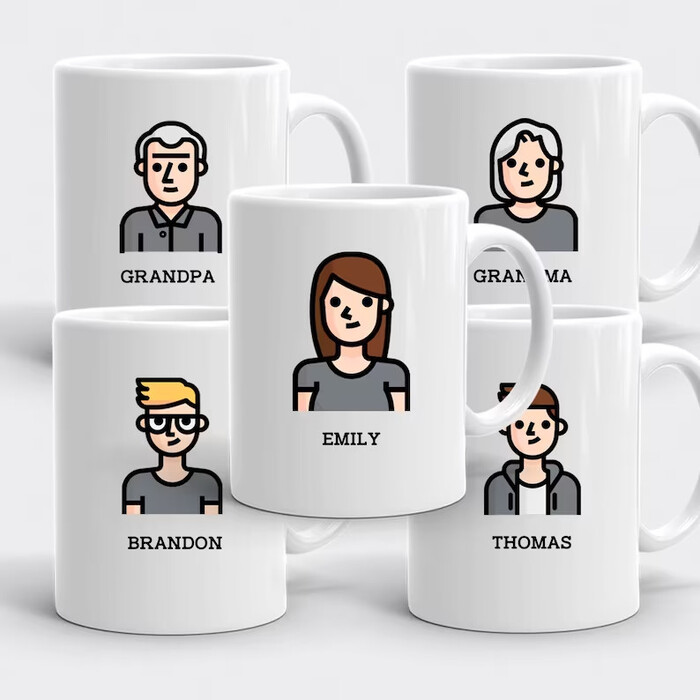 20+ Warm Christmas Gift for Family you should not miss 43 Christmas Gift for Family - Custom Family Characters Mugs