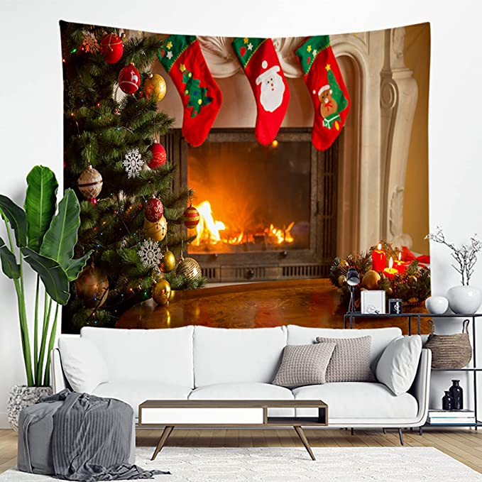 15+ Christmas wall decor ideas for a cheerful 2022 season 49 Christmas Wall Decor - Christmas Wall Decor with Socks