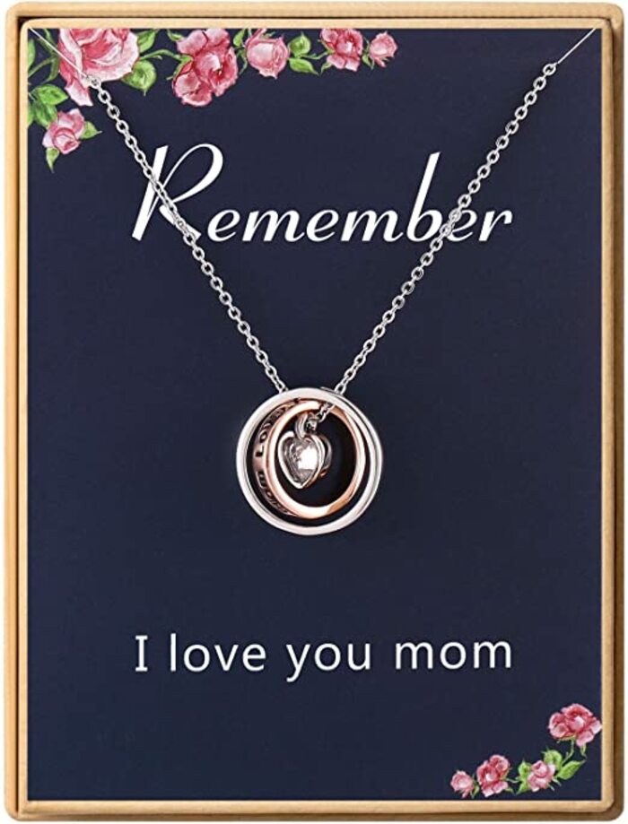 34 Unique Christmas Gifts for Mom will Love 2022 58 Necklace I Love You Mom Double Circle