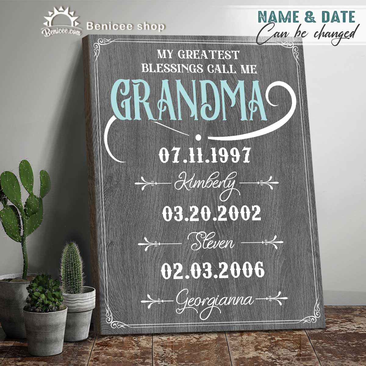 61 Unique Gifts for Grandma Will Warm Her Heart 71 Gifts for grandma - Birthday and Name Canvas Print