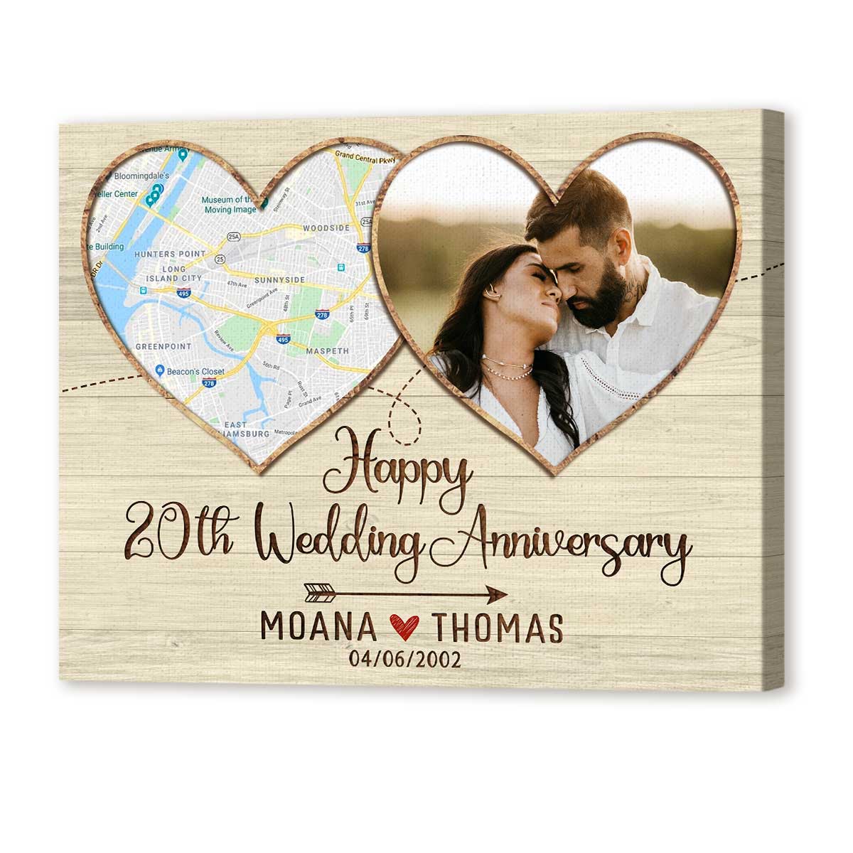 35+ Best Anniversary Gifts For Friends Will Love 43 Custom Map Print 20 year Anniversary Gift