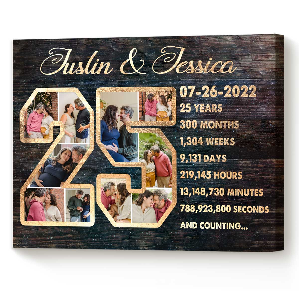 35+ Best Anniversary Gifts For Friends Will Love 44 Anniversary gifts for Friends - Custom 25 Year Anniversary Photo Collage Canvas