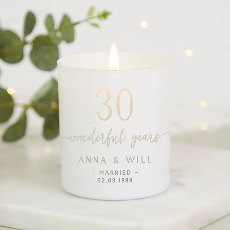 35+ Best Anniversary Gifts For Friends Will Love 58 Anniversary Gifts for Friends - Personalised Candle