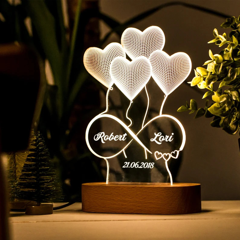 35+ Best Anniversary Gifts For Friends Will Love 60 Anniversary Gifts for Friends - Custom Acrylic Lamp with Heart