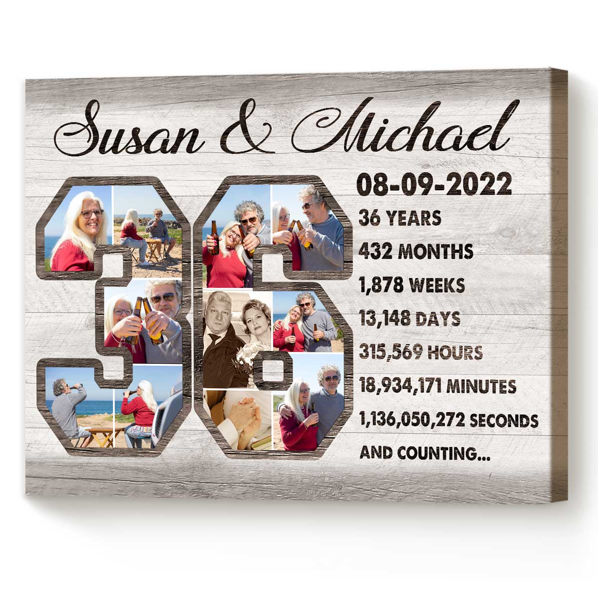 30 Thoughtful 36 Year Anniversary Gift for Him, Her, Couples 33 Custom-Collage-Photo-Canvas