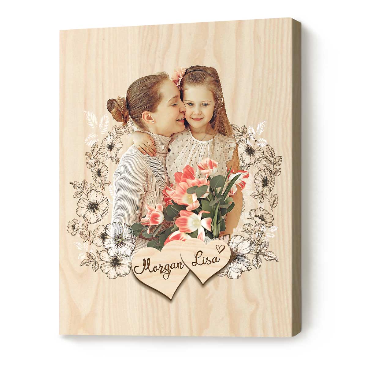 35 Best Valentine’s day Gift For Mom Warm Her Heart 47 Personalized Mom and Daughter Portrait Canvas Art
