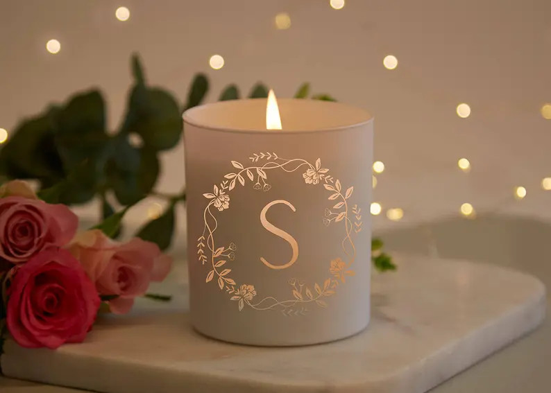 35 Best Valentine’s day Gift For Mom Warm Her Heart 53 Personalised-Candle-Floral-Initial