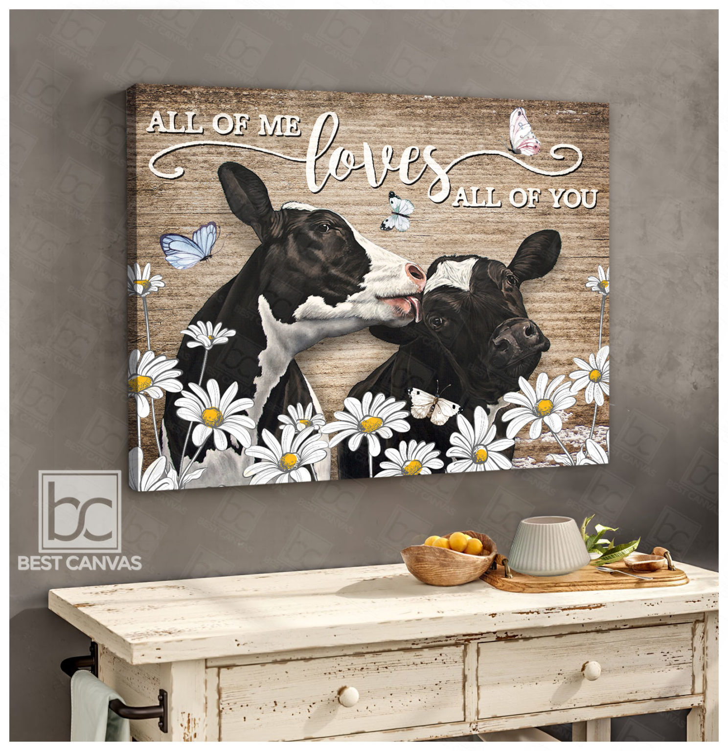 All Of Me Loves All Of You Cow Art Canvas For Farmhouse Decor Best