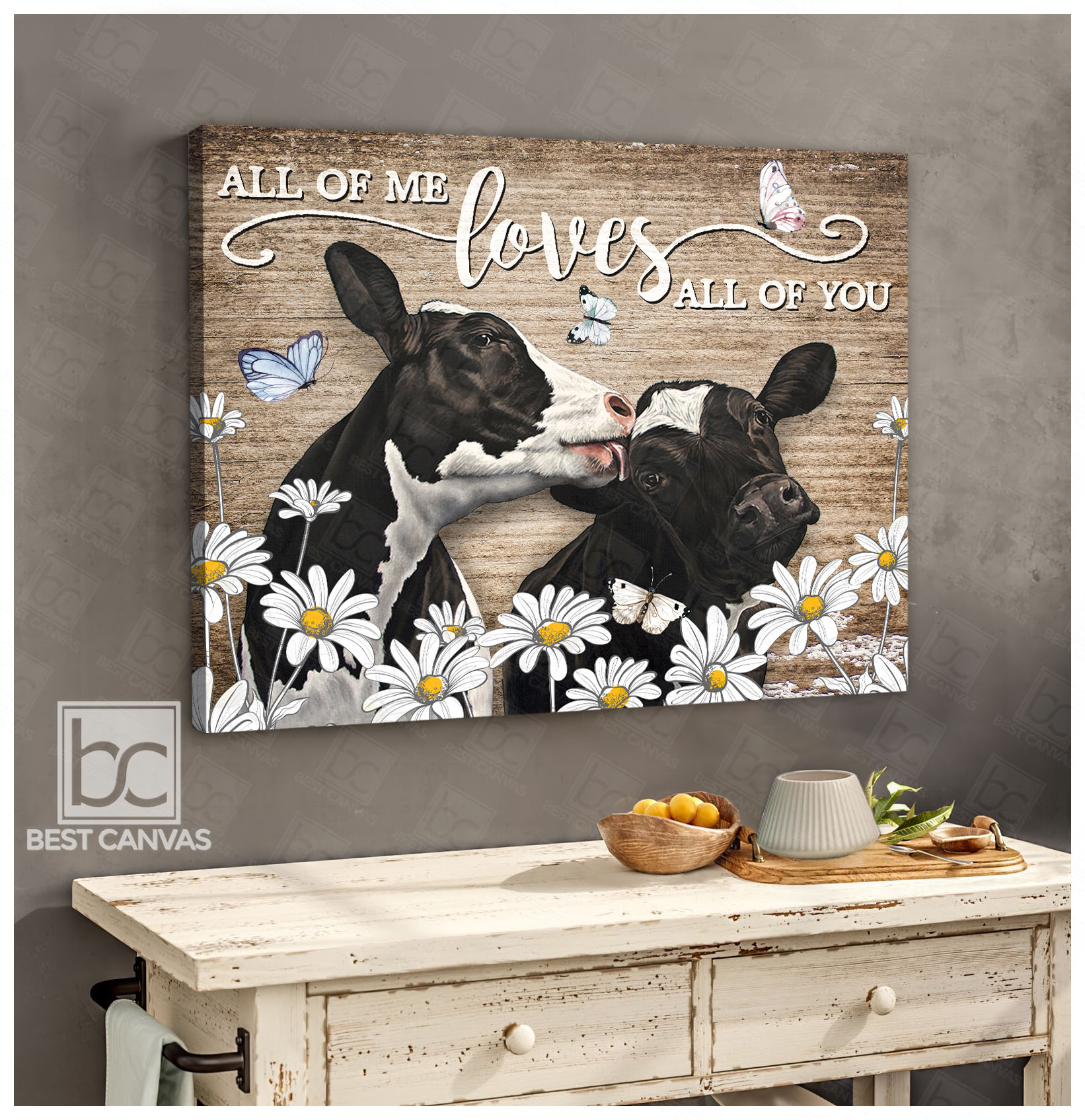 All Of Me Loves All Of You Cow Art Canvas For Farmhouse Decor Best