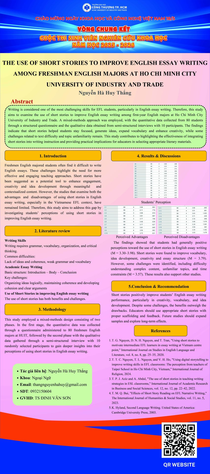 4. The use of short stories to improve English essay writing among freshman English majors at Ho Chi Minh City University of Industry and Trade