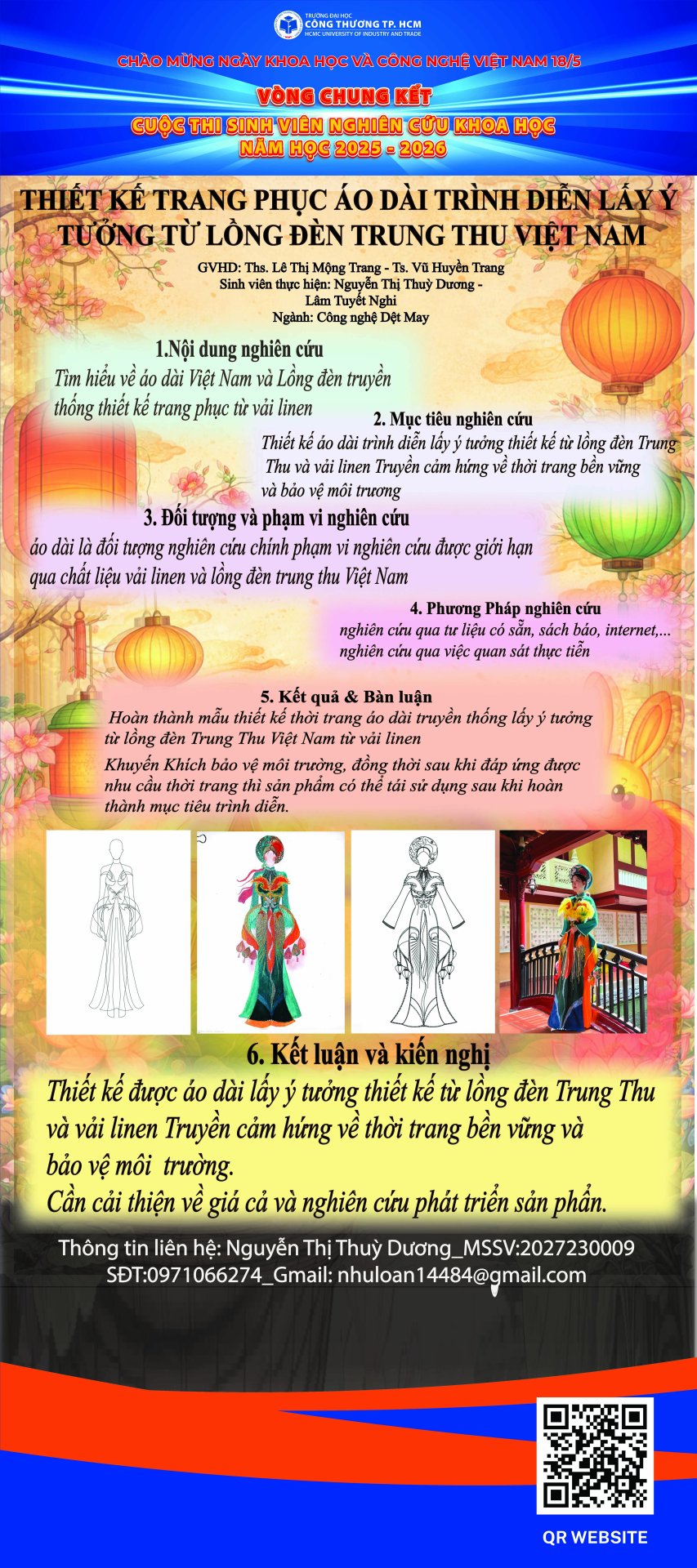 7. Thiết kế trang phục áo dài trình diễn từ vải linen lấy ý tưởng từ lồng đèn trung thu việt nam
