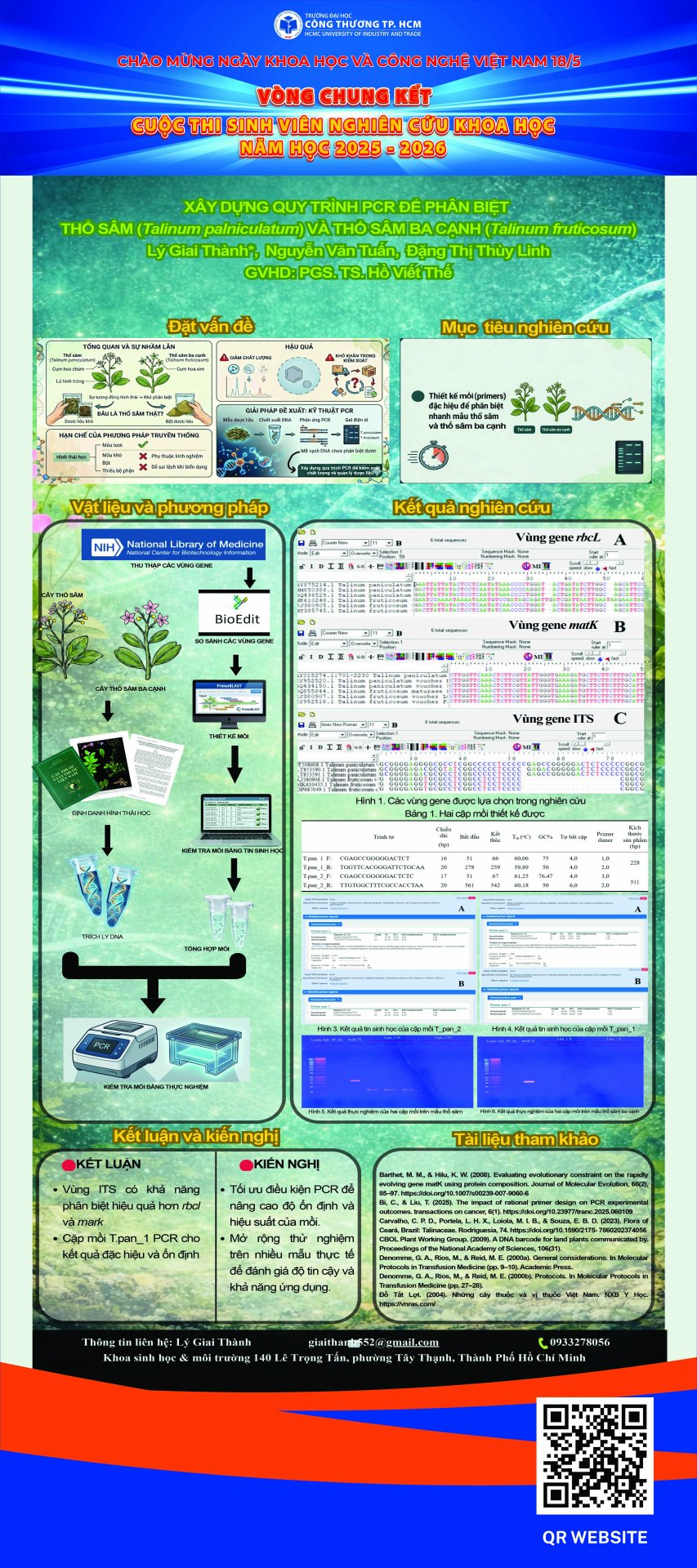 10. Xây dựng quy trình PCR để phân biệt thổ sâm (Talinum palniculatum) và thổ