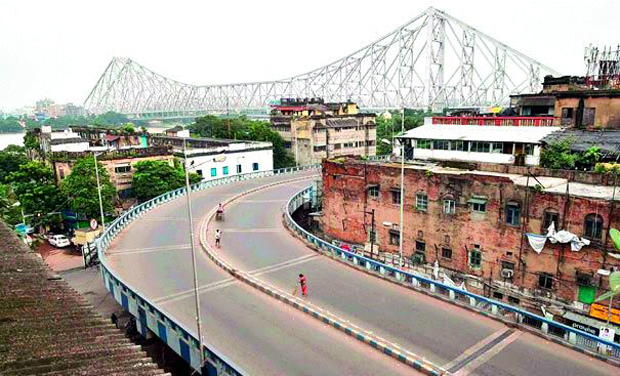A flyover wears a deserted look during the nation-wide strike called by trade unions on various demands, in Kolkata on Wednesday. A flyover wears a deserted look during the nation-wide strike called by trade unions on various demands, in Kolkata on Wednesday.
