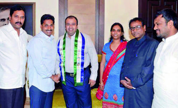 YSR Congress president Y.S. Jagan Mohan Reddy welcomes Amer Ali Khan, son of TD politburo member and Editor of Siasat Urdu daily Zahed Ali Khan, into the party. YSR Congress president Y.S. Jagan Mohan Reddy welcomes Amer Ali Khan, son of TD politburo member and Editor of Siasat Urdu daily Zahed Ali Khan, into the party.