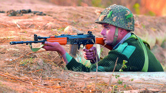 An Indian army soldier takes up position on the perimeter of an airforce base in Pathankot, during an operation to sanitise the base following an attack by gunmen. (Photo: AFP) An Indian army soldier takes up position on the perimeter of an airforce base in Pathankot, during an operation to sanitise the base following an attack by gunmen. (Photo: AFP)