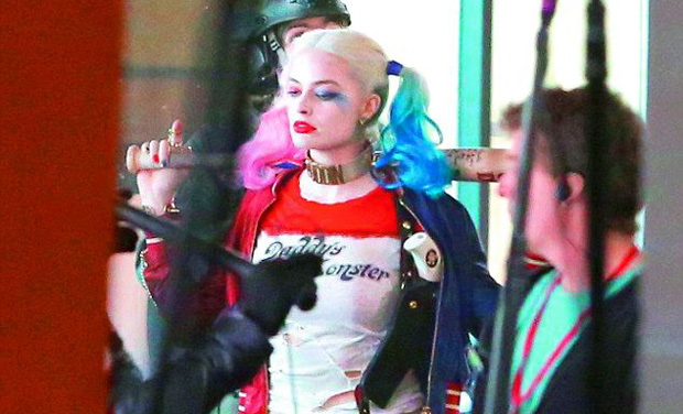 Downright devious: Margot Robbie in costume, on the sets of the upcoming flick, Suicide Squad Downright devious: Margot Robbie in costume, on the sets of the upcoming flick, Suicide Squad