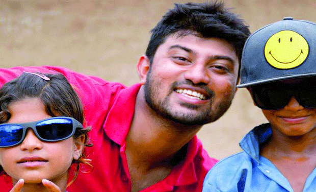 ALL SMILES: Filmmaker N. Vivek Rao Nipani strikes a pose with kids ALL SMILES: Filmmaker N. Vivek Rao Nipani strikes a pose with kids