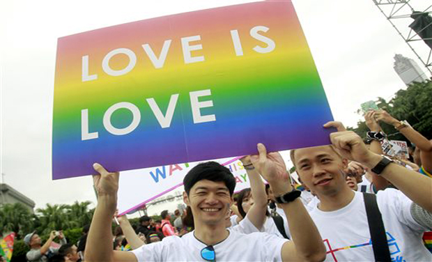 Revelers participate in a gay pride parade in Taipei, Taiwan on Saturday. (Photo: AP) Revelers participate in a gay pride parade in Taipei, Taiwan on Saturday. (Photo: AP)