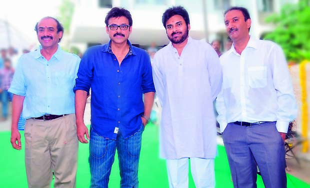 Venkatesh and Pawan Kalyan on the sets of Gopala Gopala Venkatesh and Pawan Kalyan on the sets of Gopala Gopala