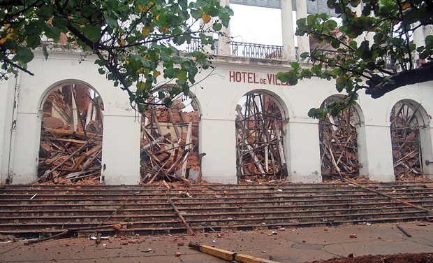 A view of 19th century building that was under renovation and collapsed due to rains in Puducherry on Saturday. (Photo: DC) A view of 19th century building that was under renovation and collapsed due to rains in Puducherry on Saturday. (Photo: DC)